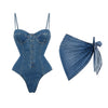 Denim Print Bikini 2026 Women Sexy Swimsuit Push Up Swimwear Bandeau Biquini Female Micro Bikinis Deep V Bathing Suit Beachwear