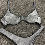 Glitter Shiny Underwired V-Bar Bikini Women Swimsuit Female Brazilian Swimwear Two-piece Bikini Set Triangle Bathing Suit Swim