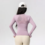 Women's Long Sleeve Yoga Training T-Shirt Horse Riding Sports Fitness Active Wear Top Comfortable Breathable Workout Shirt