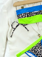 2026 New Sexy Bikini Bandeau Women Push Up Swimwear Swimsuit Leopard Patchwork Drawstring Knotted Beach Bikinis Set Bathing Suit