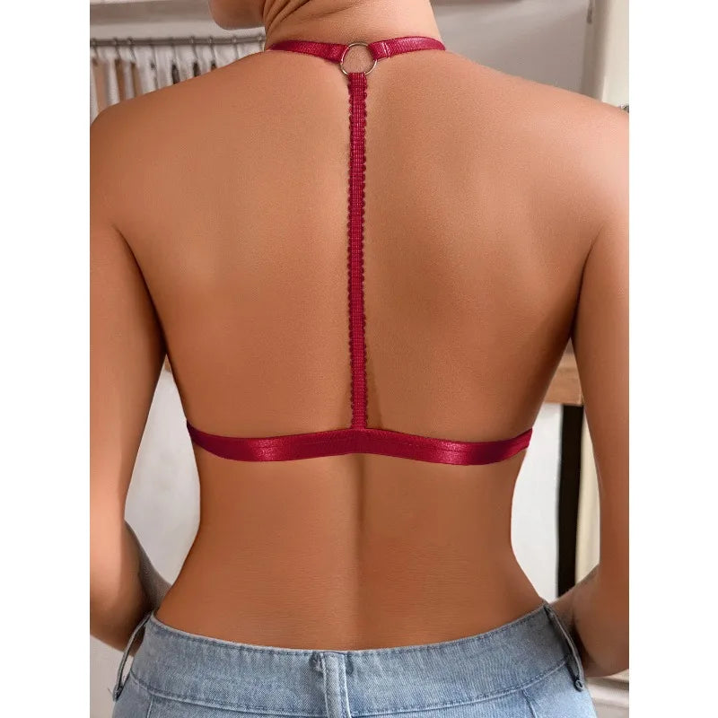 1pcs Sexy Backless Women Bras Intimate Lingerie Removable Female Underwear Breathable Push Up Brassiere Deep V-neck Wireless Bra