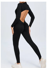 Women's Seamless Yoga Bodysuit Long Sleeve Zipper & Back Cutout Naked Feeling Quick-Dry Running Fitness Workout Jumpsuit
