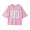 Women T-shirt V Neck Short Sleeve Numbers Print Loose Summer Tops Streetwear for Casual Daily