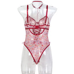 Toucheart Sexy Women Lace Backless InterestingBabydoll Bodysuit Wrap Dress High Waisted Printing Bow KnotBabydoll Bodysuit