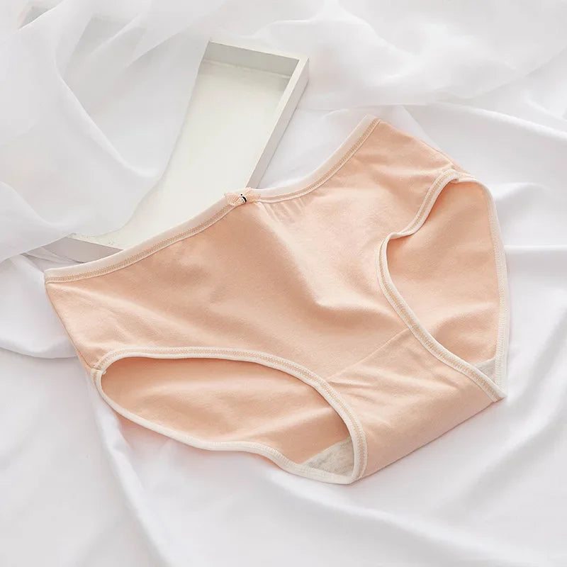 1Pc Women's Underwear Cotton Panties Comfort Briefs Low Waist Seamless Underpants Solid Color Lingerie