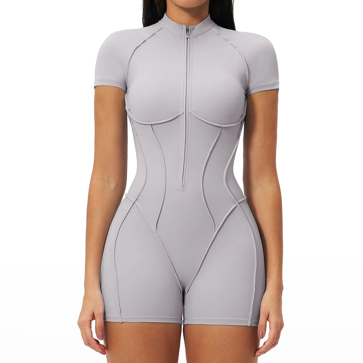 2026 Yoga Bodysuit Short Sleeves Women Tracksuits Gym Zipper Jumpsuits Sports Workout Rompers Fitness One-piece Suit Activewear