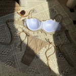 Sexy Shell Bikinis Sets Women White Ruffles Starfish Ornament Push Up Underwire Thong Swimsuit 2025 Beach Bathing Suit Swimwear