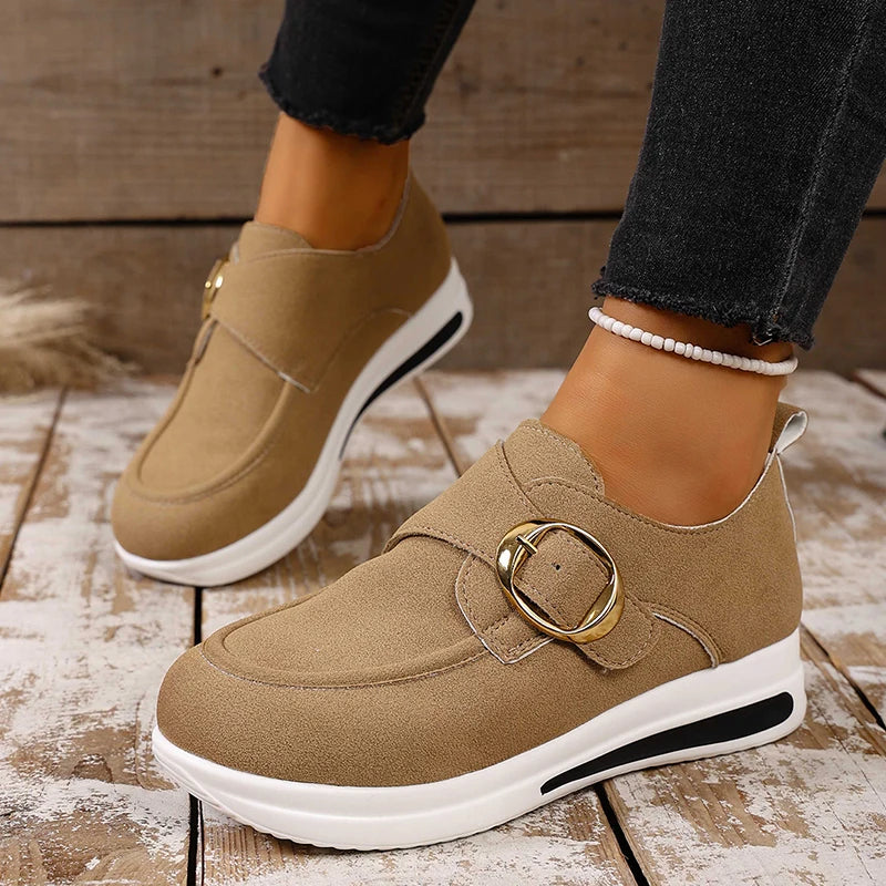 2025 Faux Suede Platform Loafers Women Lightweight Slip On Thick Sole Sneakers Woman Plus Size 43 Comfort Non Slip Casual Shoes