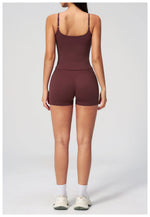 2 Piece Shaved Yoga Sets Women Hip Lifting Shorts Fitness Suit Outdoor Leisure Running Slimming Sports Vest Workout Tracksuit