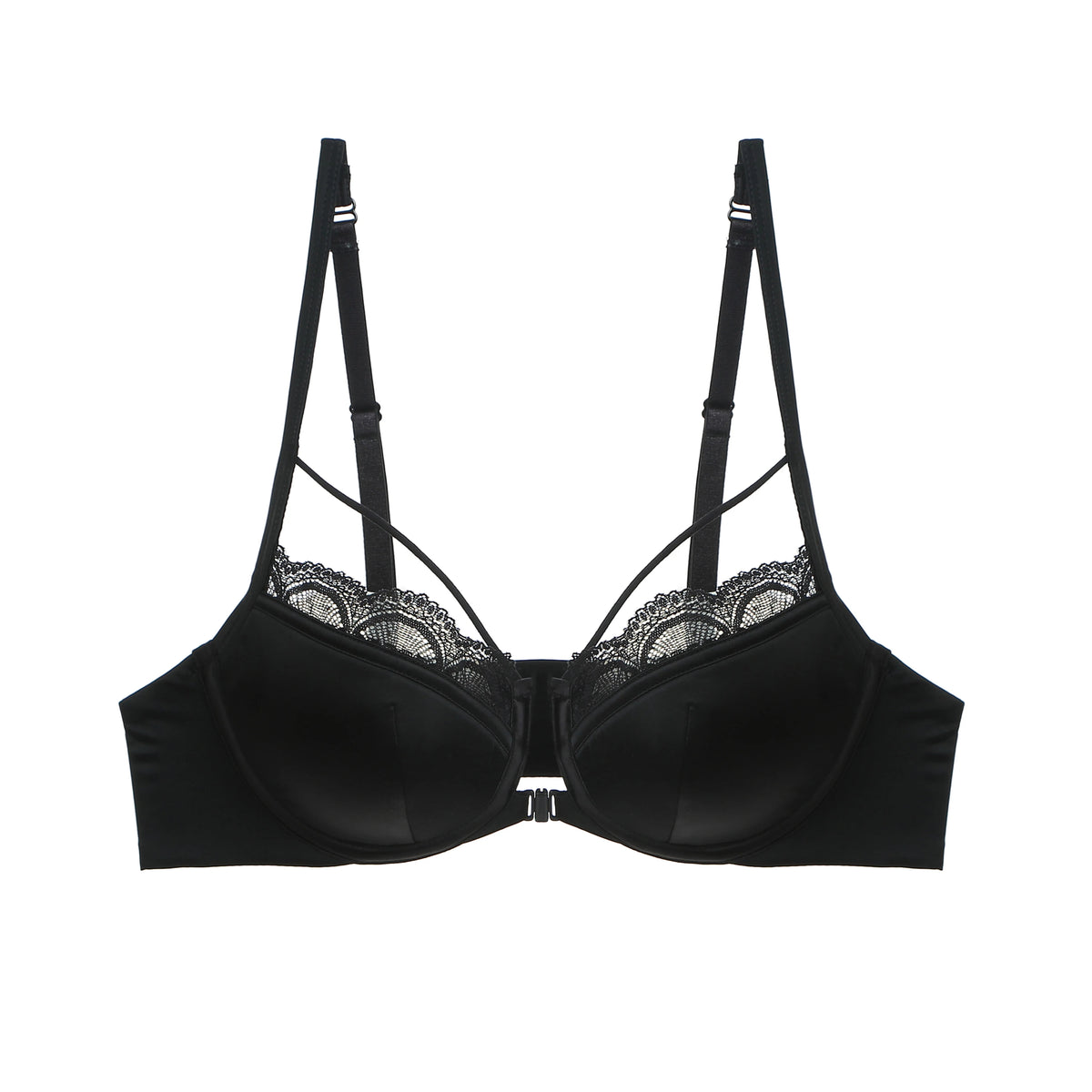 French Front Button Lace Bra Set for Women Sexy Spaghetti Strap Thin Push Up Bra Breast Collection Smooth Brief Sets Lingerie