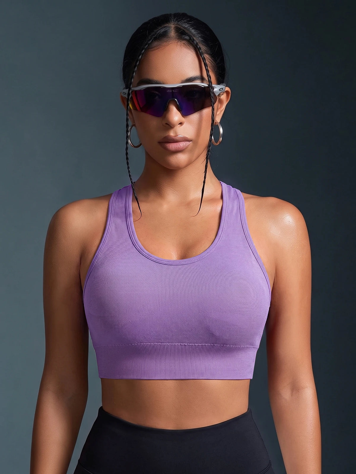1PC Women Sports Bra Seamless Wireless Racerback Criss Cross Strappy Backless Yoga Crop Top Wide Strap Workout Gym Vest