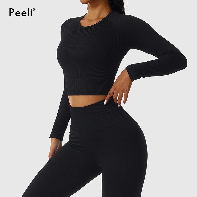 2/3 Piece Set Women Gym Wear Seamless Yoga Set Sports Bra Crop Top High Waist Leggings Fitness Sportswear Workout Outfits Woman