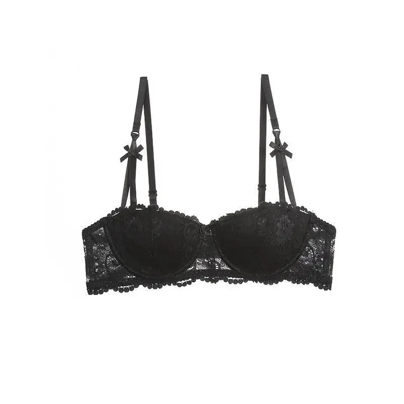 Women's Bras Sexy Lace Half Cup Push Up French Style Lingerie Solid Soft Deep V Top Breathable Comfortable Closure Thin Bralette