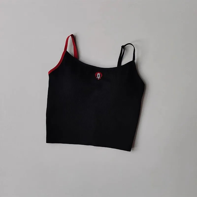 Women's Summer Color Block Yoga Fitness Vest Anti-Sagging One-Piece Camisole Fitness Suit for Active Wear