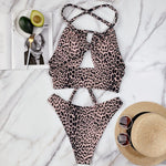 2026 New Sexy Bikini High Waist Swimwear Swimsuit Women Leopard Cross Back Straps Bikinis Set Bathing Suit Beach Bikini Female