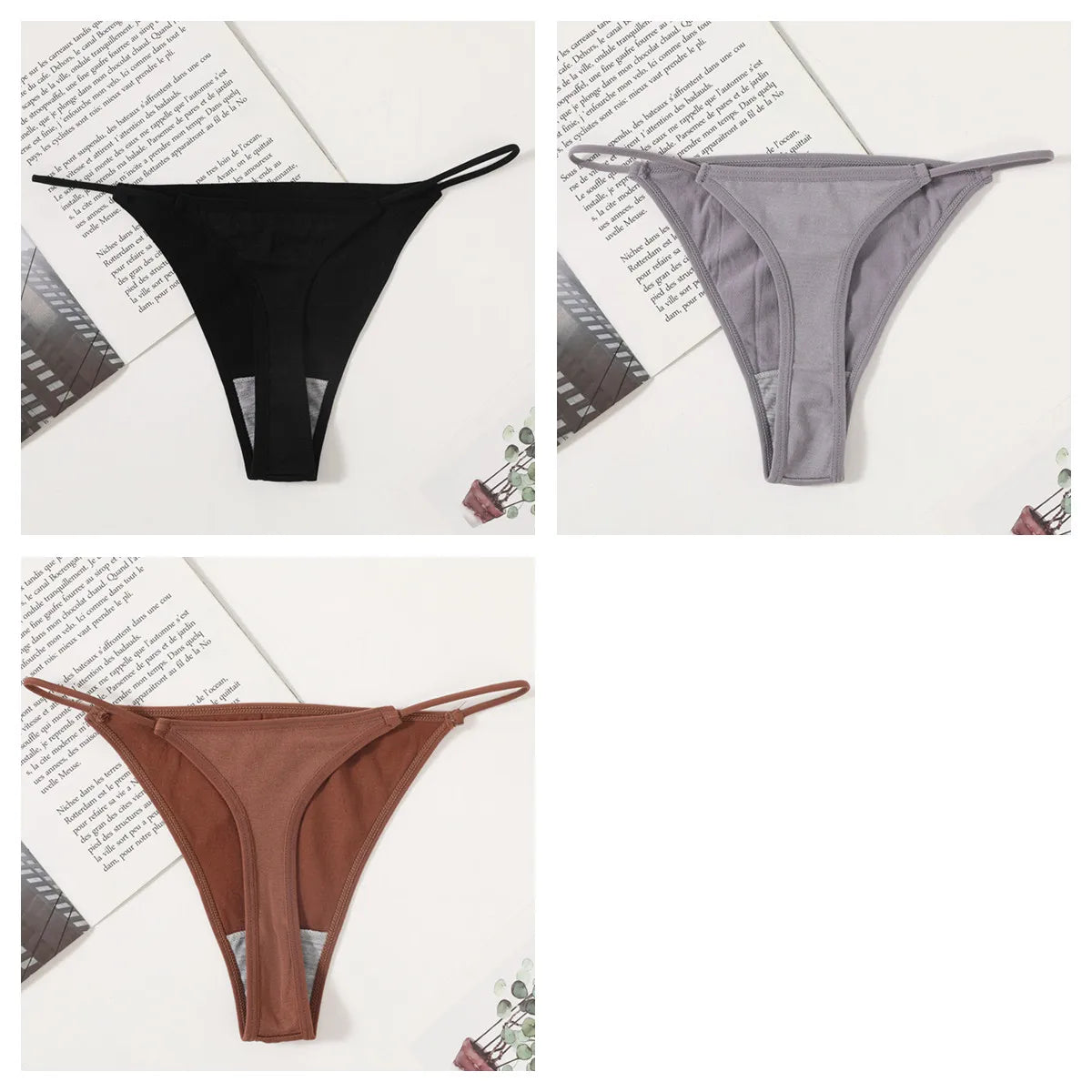 3Pcs/Set Women Panties G-String Seamless Underwear Low Rise Thongs Sexy Lingerie Female Thong G-String High Cut Panties