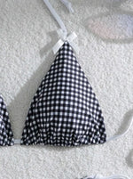 Sexy Micro Bikini 2024 Gingham Print Swimsuit Female Swimwear Women Strings Thong Bikinis Set Bather Beachwear Bathing Suit Pool