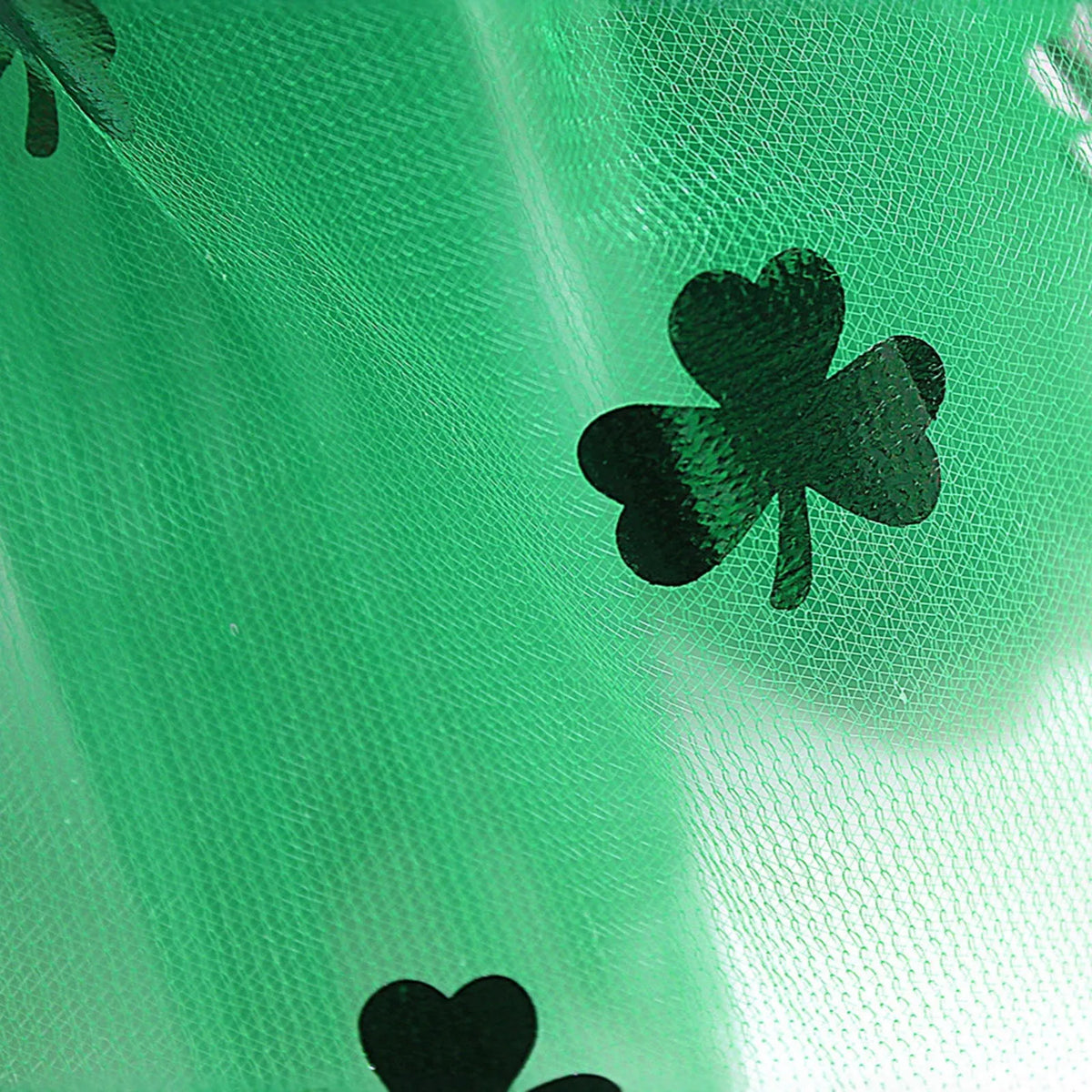 Womens Shamrock Sequin Tulle Skirt Elastic Waist St Patricks Day Tutu Flared Mini Skirt Glittery Bottoms For Festival Costume