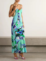 Vestidos Para Mujer Bohemian Vacation Dress Casual Sleeveless Strap High Waisted Party Dress Side Split Slim Women Robe Dresses