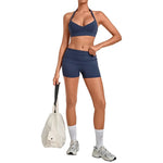 Women's Yoga Sets Sports Fitness Gym Slim Fit Halter Beauty Backless Vest Suits Workout Training Hip-Lifting Shorts Sets