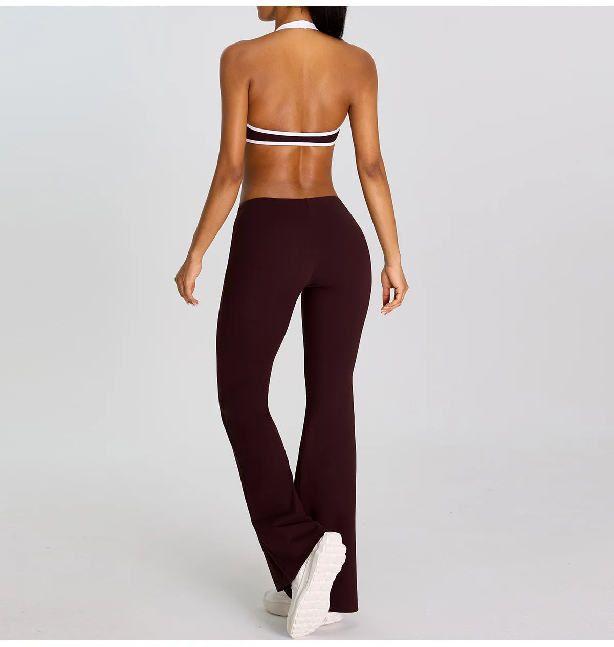 Breathable Yoga Suit for Women Color Contrast Shockproof Sports Bra Drawstring High Waist Pants Gym Running Fitness Suits