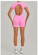 Women's Seamless Yoga Jumpsuits Fitness Sports Hip-lifting Backless Short-sleeved Training Gym Workout Shorts One-piece