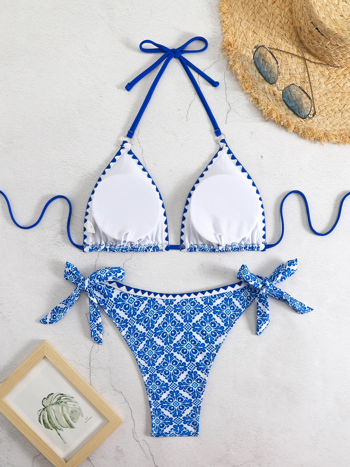 2026 Halter Triangle Bikinis Ring Link Swimsuit Women Sexy String Swimwear Female Bathers Swimming Bathing Swimming Swim Suit
