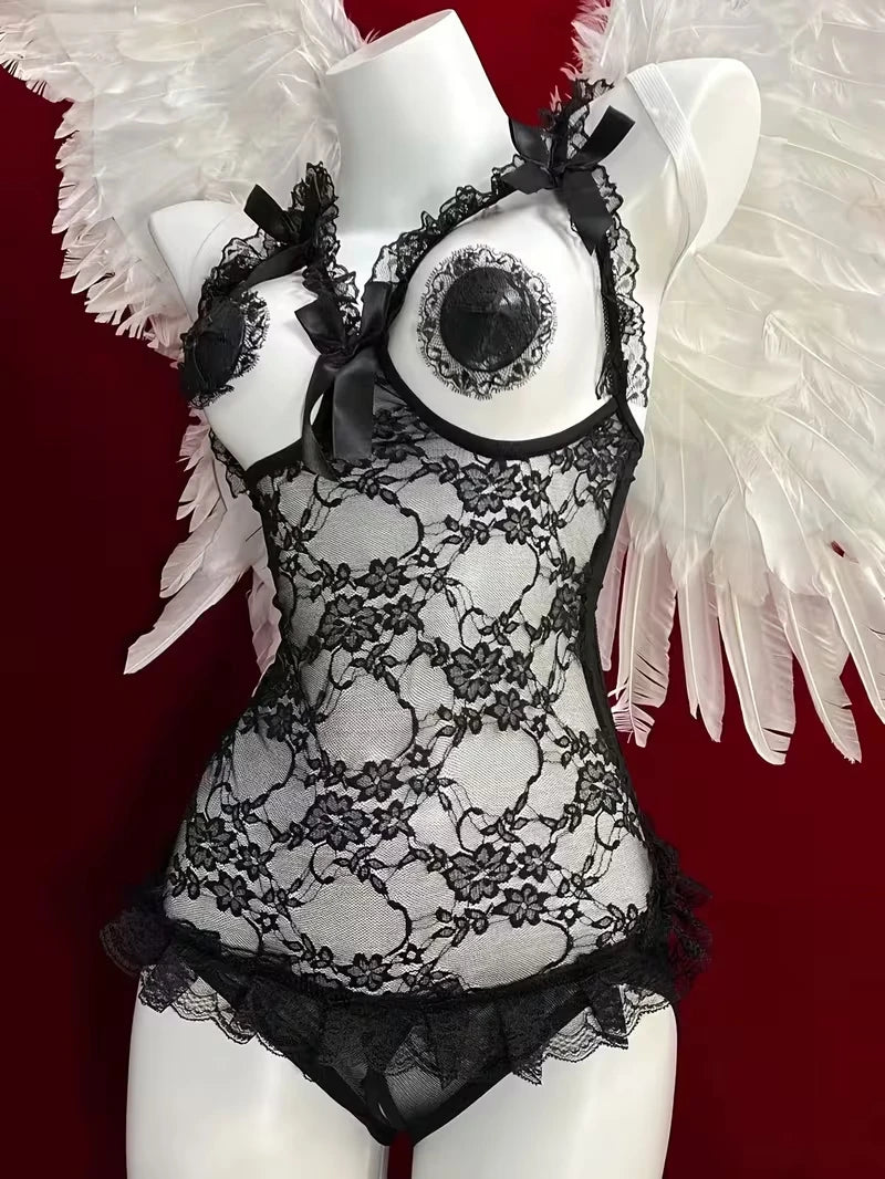 New In Hot Porn Open Bra Sex Bodysuit Crotchless Sexy Lingerie Women Underwear Babydoll Dress Lace Transparent Erotic Costumes