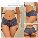 3Pcs Women Lace Boyshort Panties Low-Rise Sexy Underwear Trendy Floral Underpants Female Sexy Boyshort Panties Ladies Lingerie