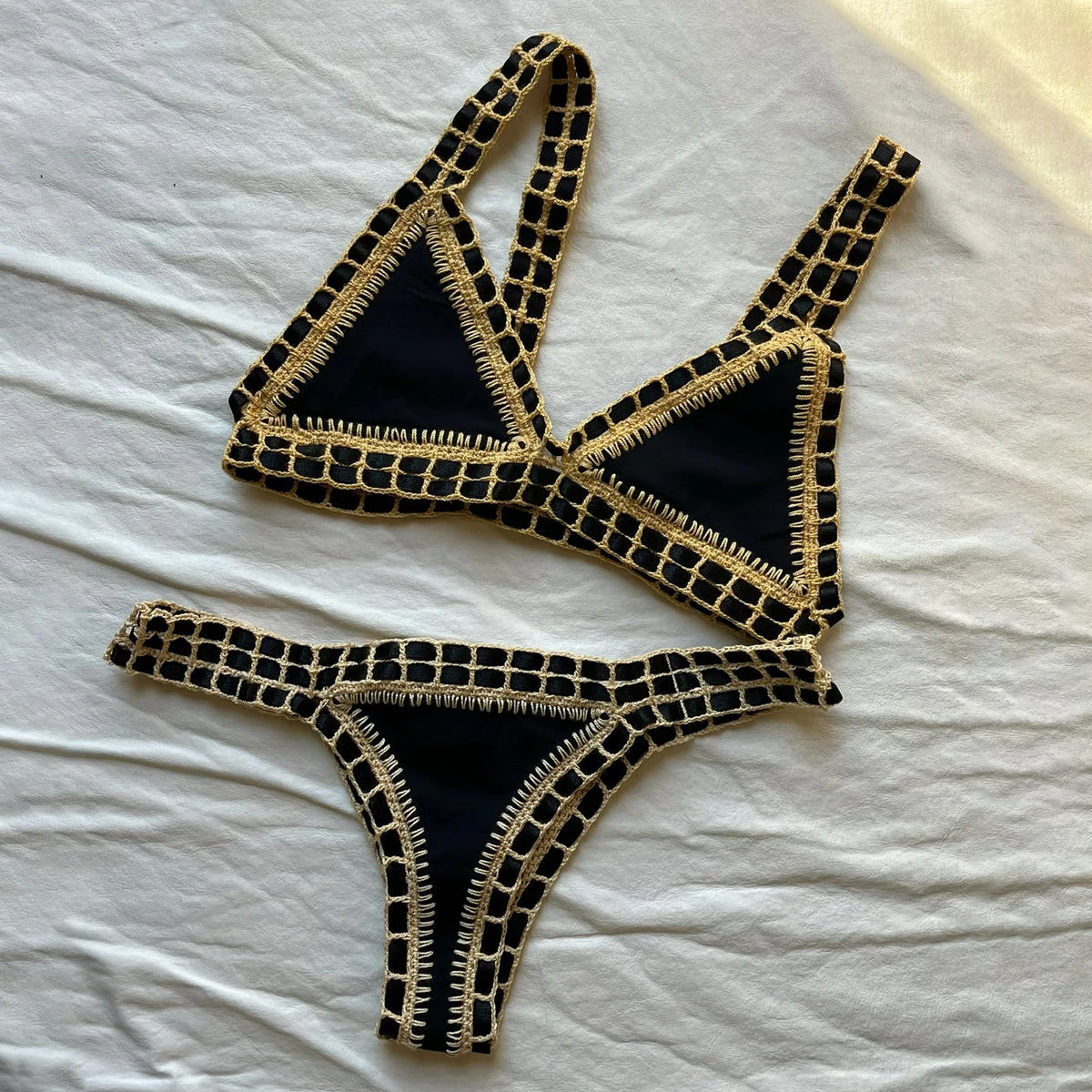 Crochet Bikini 2025 Bandeau Biquini Women Sexy Swimsuit Female Push Up Swimwear Solid Patchwork Bathing Suit Handhook Beachwear