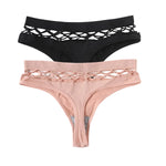 2Pcs/Set Seamless Thongs Panties Women High Rise Underwear Sexy Lingerie Bottoms Female Underpants Hollow G-String Pantys M-L