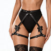 PU Leather Bondage Women Harness Outfit Adjustable Strappy Costume with Buckle Belt Thigh Straps Gothic Halloween Costume Set