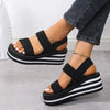 New Minimalist Slingback Wedge Sandals Summer Light Weight Shoes Striped Color Sole Thick Bottom Ladies Leisure Sandalias