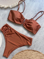 Bandeau Bikini Push Up Women Swimsuits 2026 Sexy Female Swimwear Brazilian Bikini Set Thong Biquini Swim Suits Solid Beachwear
