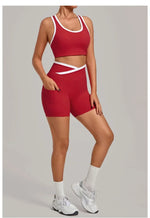 Women's Seamless Yoga Sets Sports Fitness High Waist Hip-lifting Shorts Back Beauty Sleeveless Suits Gym Training Workout Sets