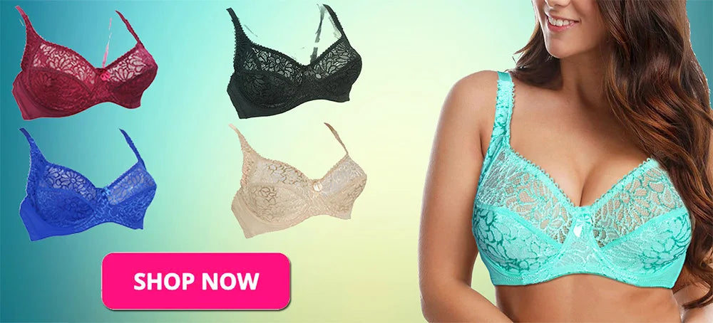 Fashion Bras For Womens Lingerie Lace Bra Underwire Plus Size Brassiere Sexy Underwear BH TopB C D DD E F Cup