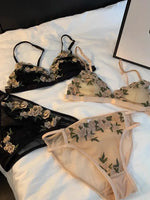 MOYISU Kawaii French Triangle Bra Airism Ultra Thin Invisible Bralette Set Black Lingerie Comfort S-XL 32-38 Sexy Tushy &Panty