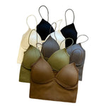 Women Tank Top With Built In Bras Fixed Cup Anti Glare Streetwear Crop Tops Female Seamless Underwear Padded Camisole Summer