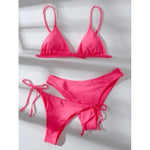 Sexy 3 Piece Bikini Set Women Solid Blue Purple Push Up Bandage Triangle Swimsuit Brazilian Beach Bathing Suit Swumwear Biquini
