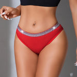Low-rise Shiny Sexy Women's Panties Hollow Out Ribbed Lady Briefs Breathable Sexy Lingerie Heart Decor Elegant Female Underwear