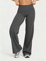 Women's Nude Feel Casual Straight Leg Pants Soft Slim Fit Wide Leg Yoga Trousers Running Gym Active Long Pants Plus Size Clothes