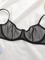 Women's transparent sexy lingerie set with striped lace and steel rims, push up bra paired with seamless thong set YS2864