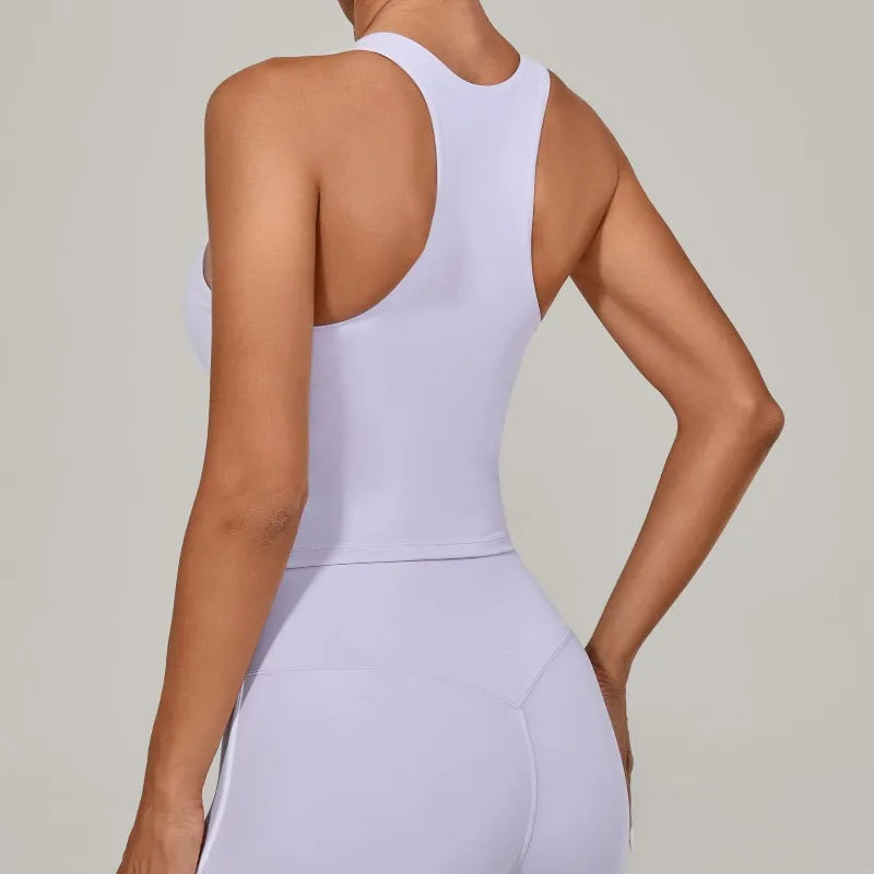 Women's Nude Yoga Vest Slim Fit Beautiful Back Sports Top Running Casual Fitness Tight Top