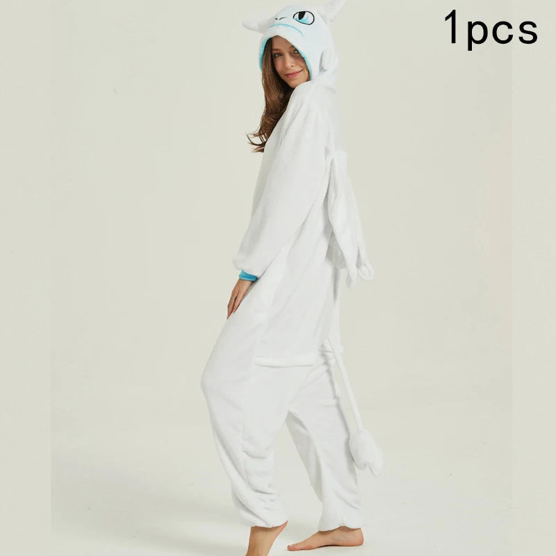 New Toothless Dragon Animal Unisex Adult Kigurumi Unicorn Onesie Pajamas Cartoon Halloween Family Party Costumes Jumpsuits