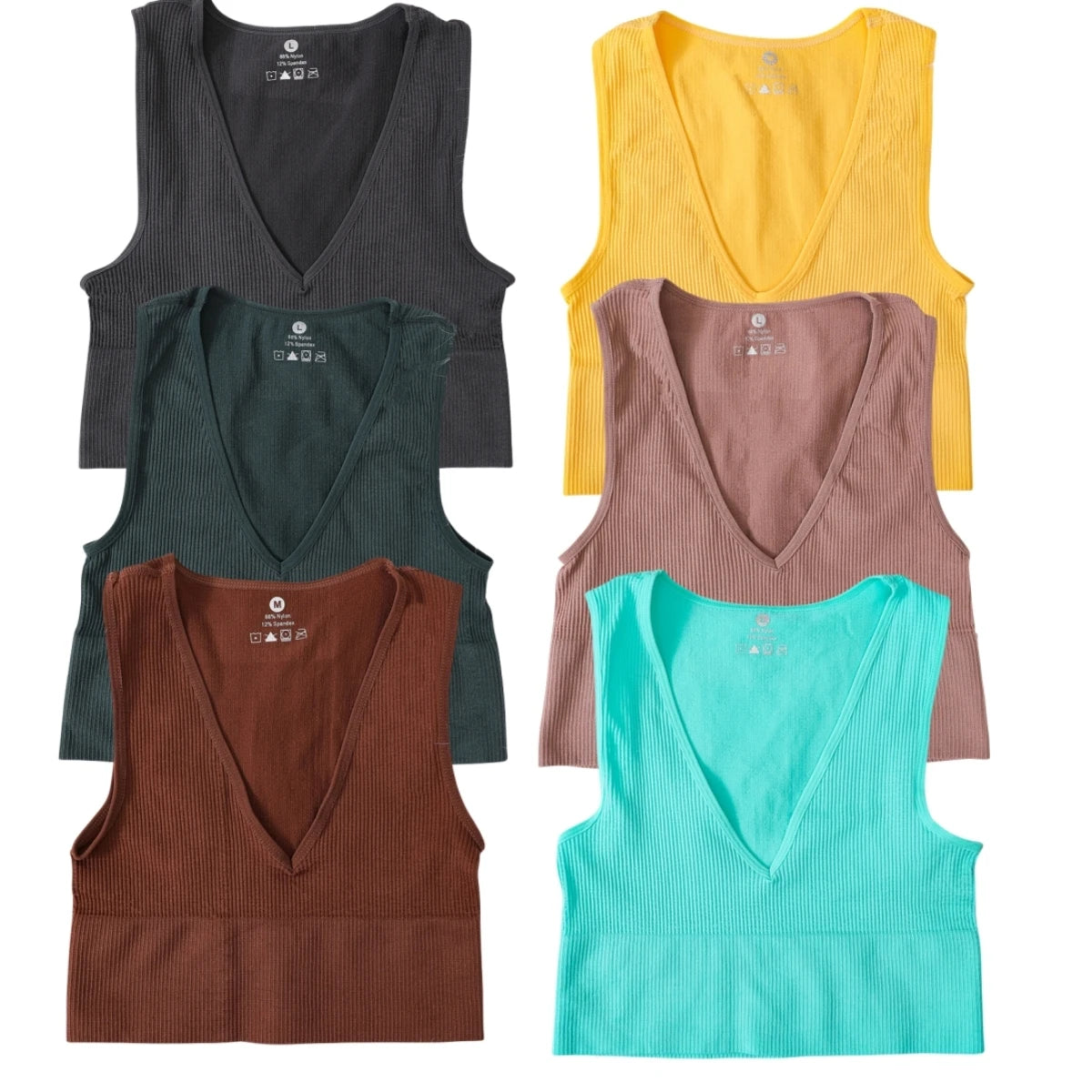 Summer Crop Top Women V-Neck Tanks Sexy Lingerie Sleeveless Short Tee Rib Fitness Underwear Sport Seamless Bra Tops Camisole