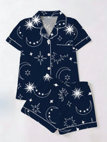 Women's Sleepwear Women's Comfort Printed Pajamas Set Milk Silk Cardigan Short Sleeve Shorts Homewear Set