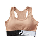 Women Racerback Cotton Blend Sports Cami Bra Stretch One Size Casual Daily Under Top Color Block Letter Band Tank Top