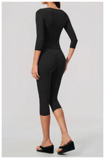 Fashion Mid Sleeve T-shirt Yoga Suits Tight Fitting Slim Sports Tops High Waist Peach Hip Mid Pants Gym Running Fitness Outfits