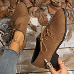 New Patchwork Loepord Pointed Toe Shoes for Women Retro Fax Suede Lacing Pumps Woman Shallow Square Heel Single Shoes Mujer