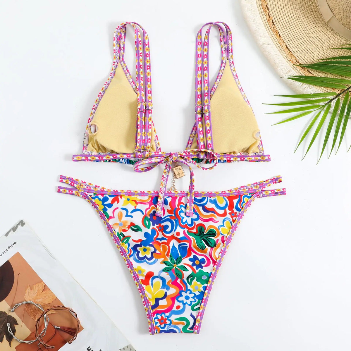 Swimming Suit for Women Bikini Set 2026 Sexy Boho Style Geometric Ethnic Print Swimsuit Beach Bathing Suit Thong Micro Swimwear